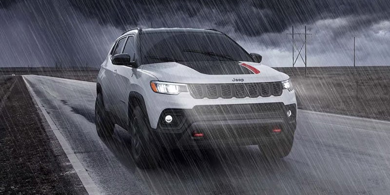 2026 Jeep Compass with Headlights On Driving in Rain Emporia, KS