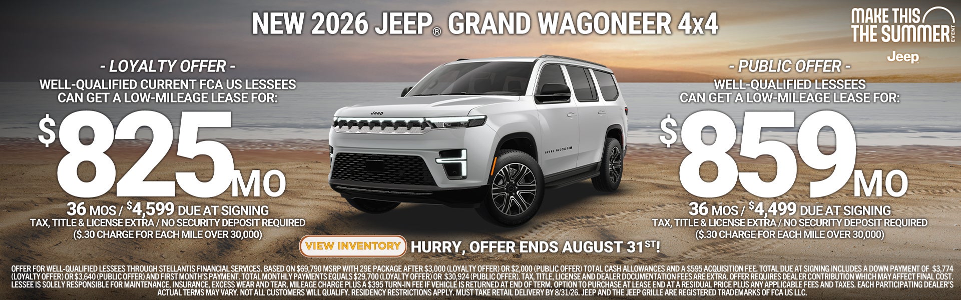 Jeep grand wagoneer: $825/36/$4599 DUAL $859/36/$4499