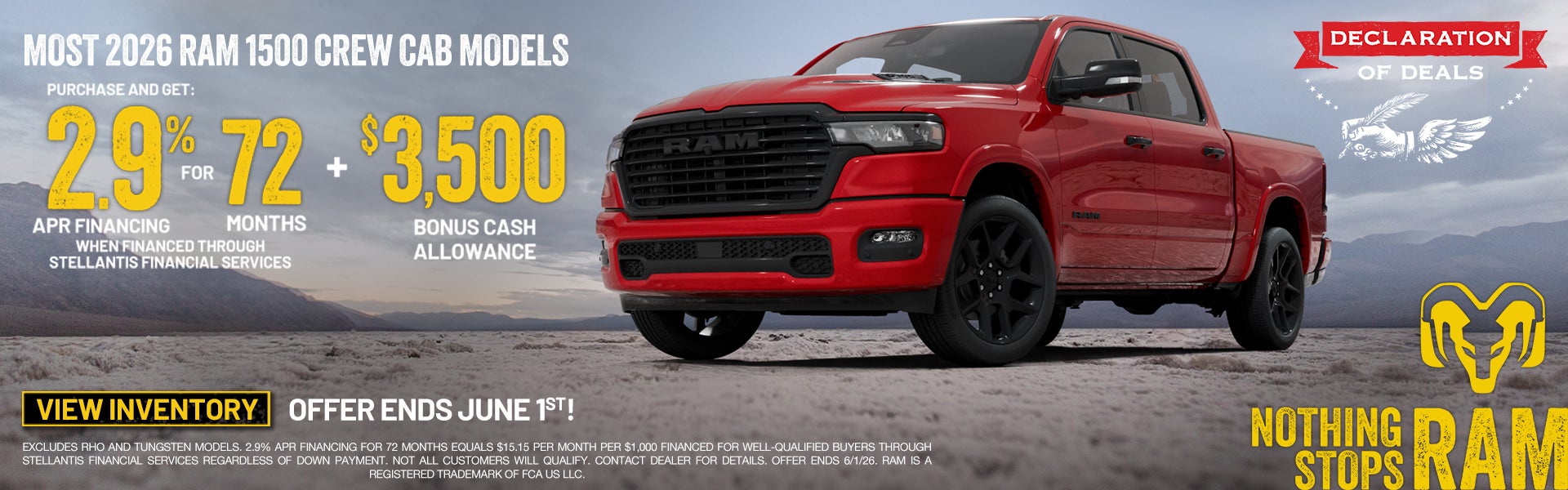 most 26 ram 1500 crew cab incentive